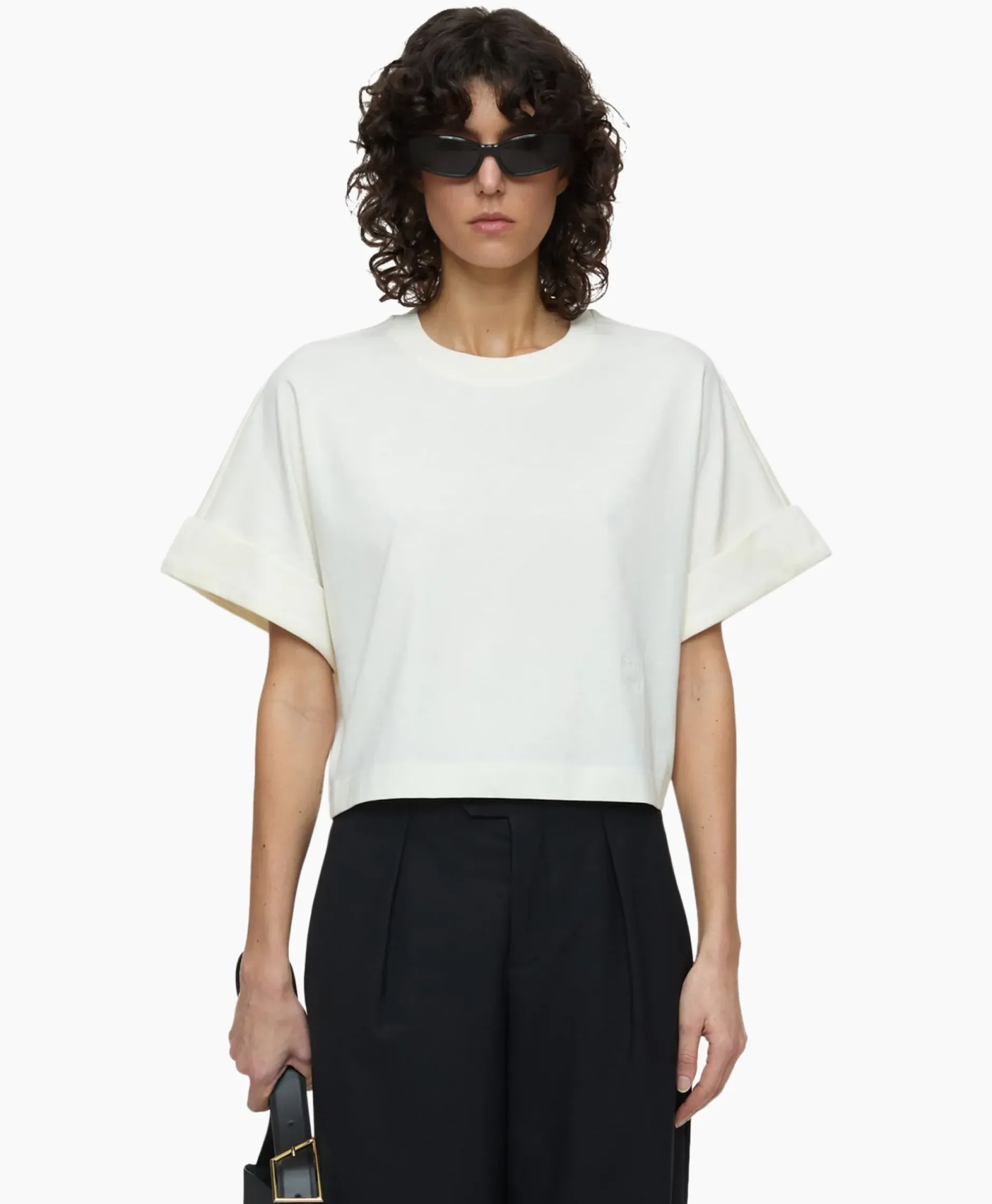 T-Shirt Korte Mouw Turn Up Ecru^Closed New