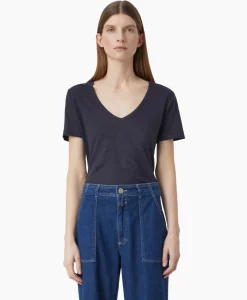 T-Shirt Korte Mouw V-Neck Blauw^Closed New
