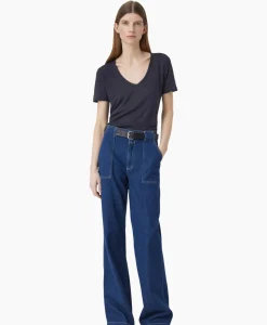 T-Shirt Korte Mouw V-Neck Blauw^Closed New