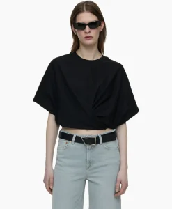 T-Shirt Korte Mouw Wrap Zwart^Closed Clearance