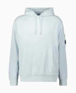 Hoodie Cotton Diagonal Fleece Lens Licht Blauw^Cp Company