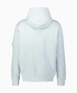 Hoodie Cotton Diagonal Fleece Lens Licht Blauw^Cp Company