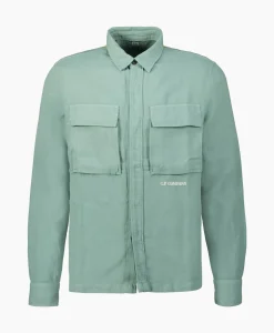Overshirt Broken Linen Cotton Groen^Cp Company Hot