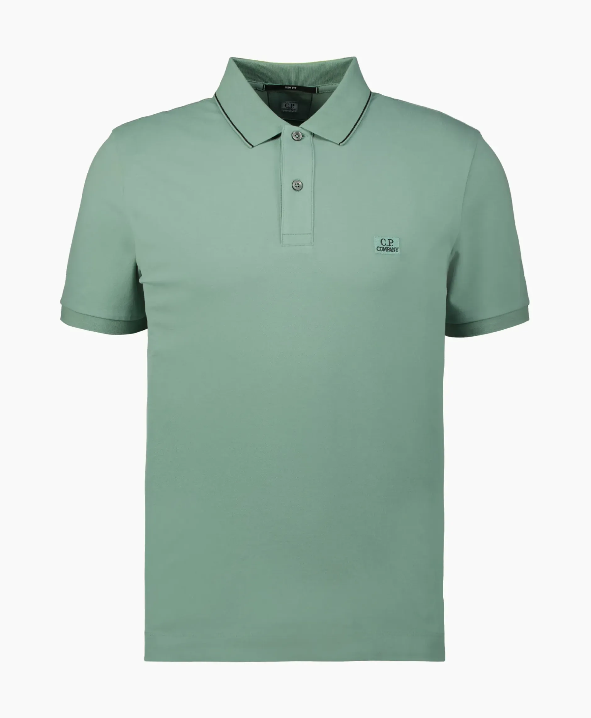 Polo Stretch Piquet Striped Collar Licht Groen^Cp Company