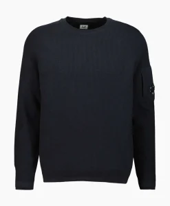 Pullover Sea Island Lens Ribbed Knit Donker Blauw^Cp Company Discount