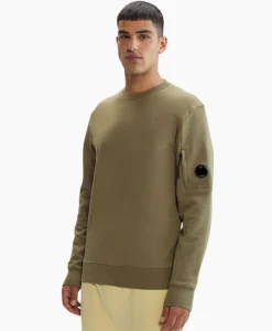 Sweater Diagonal Raised Fleece Groen^Cp Company Clearance