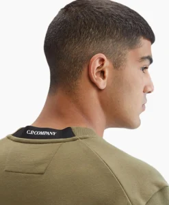 Sweater Diagonal Raised Fleece Groen^Cp Company Clearance