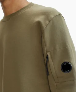 Sweater Diagonal Raised Fleece Groen^Cp Company Clearance