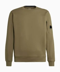 Sweater Diagonal Raised Fleece Groen^Cp Company Clearance