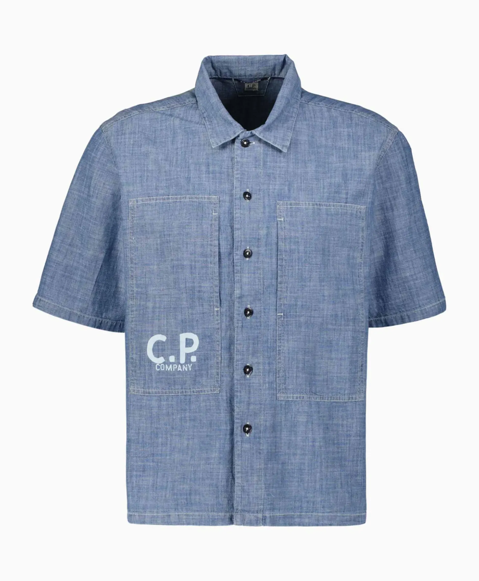 T-Shirt Chambray Short Sleeved Logo Blauw^Cp Company Discount