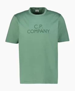 T-Shirt Mercerized Jersey Twisted Logo Licht Groen^Cp Company Sale