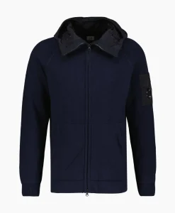 Vest Cotton Mixed Hooded Knit Donker Blauw^Cp Company Outlet