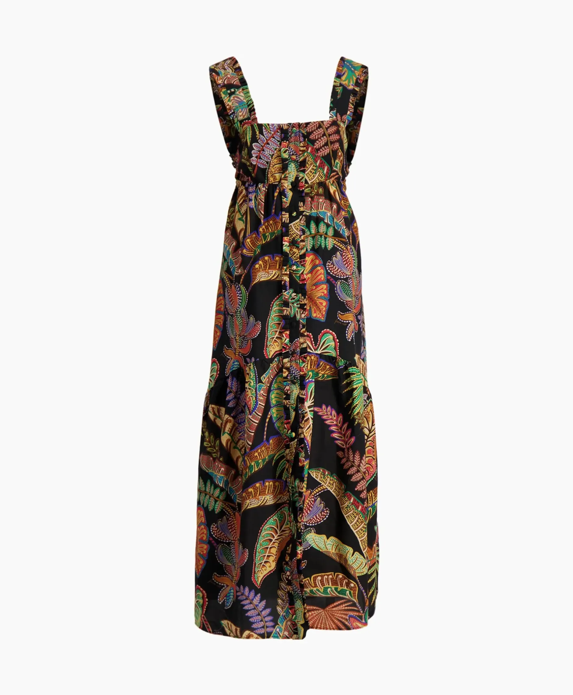 Maxi Jurk Cool Foliage Black Sleeveless Zwart^Farm Rio Hot