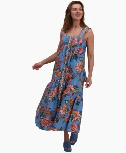 Maxi Jurk Wonderful Bouquet Blue Sleeveless Blauw^Farm Rio Online