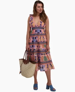Midi Jurk Seashell Tapestry Pink Rose^Farm Rio New