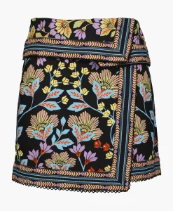 Minirok Flowery Black Zwart^Farm Rio Discount