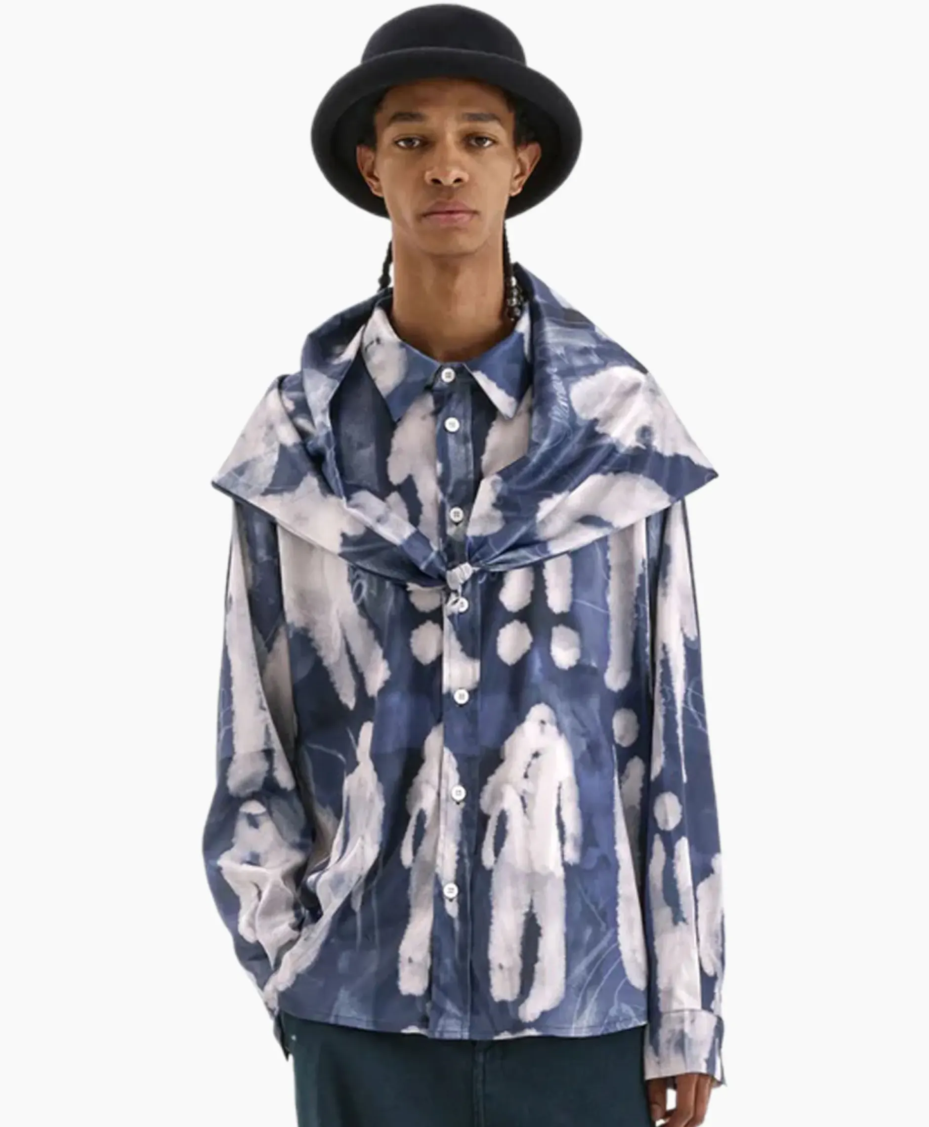 Flaneur Overshirt Character Silk Hooded Blauw^Flâneur Discount