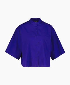 Blouse Bci Cotton Popeline Half Sleeves Paars^Forte_forte Sale