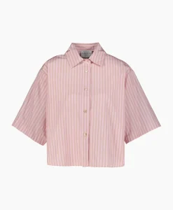 Blouse Chic Striped Taffetas Half Sleeves Boxy Rose^Forte_forte