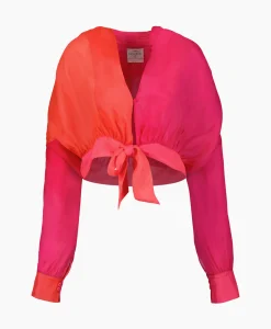 Blouse Crepon Silk Shaded Sash Pink^Forte_forte New