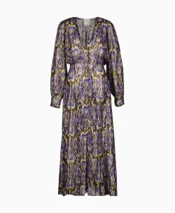 Maxi Jurk Print Fil Coup Long Dress Norther Light Blauw^Forte_forte Outlet