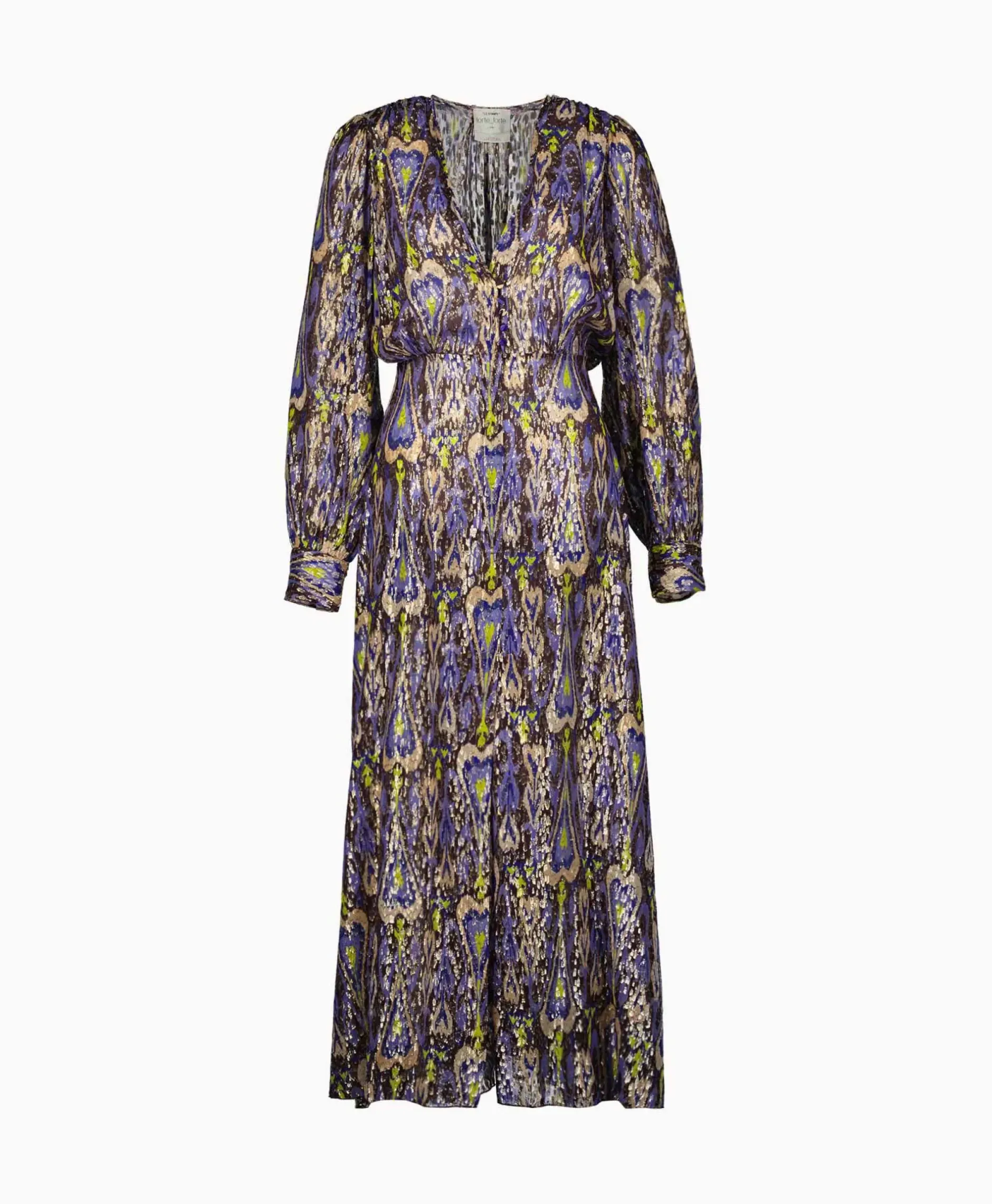Maxi Jurk Print Fil Coup Long Dress Norther Light Blauw^Forte_forte Outlet