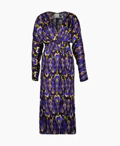 Midi Jurk Print Satin Dress Norther Light Paars^Forte_forte Online