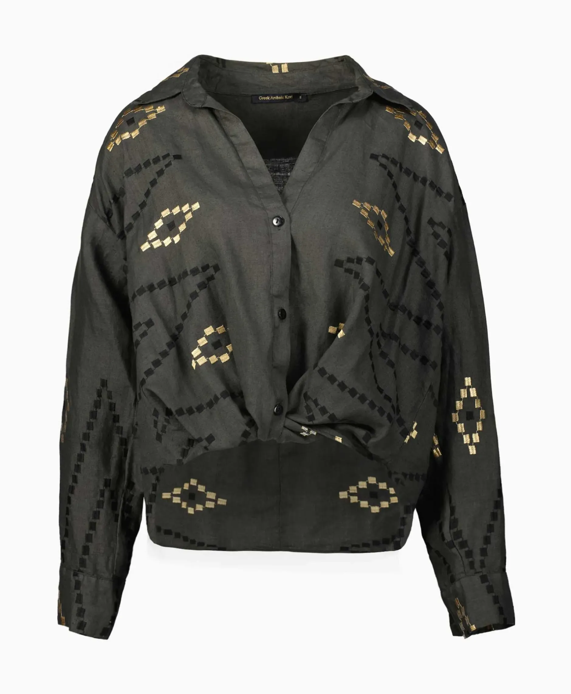 Blouse Wrap Zig Zag Khaki^Greek Archaic Kori Best