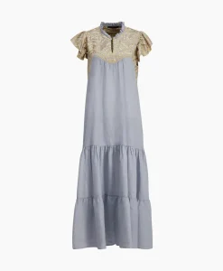 Maxi Jurk Long New All Over Sleeveless Ruffles Licht Grijs^Greek Archaic Kori Discount