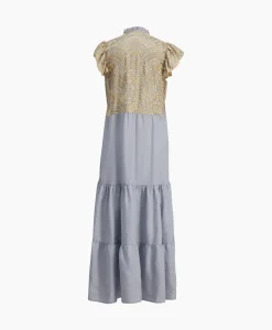 Maxi Jurk Long New All Over Sleeveless Ruffles Licht Grijs^Greek Archaic Kori Discount
