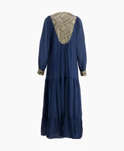 Maxi Jurk Long New All Over Cotton Donker Blauw^Greek Archaic Kori