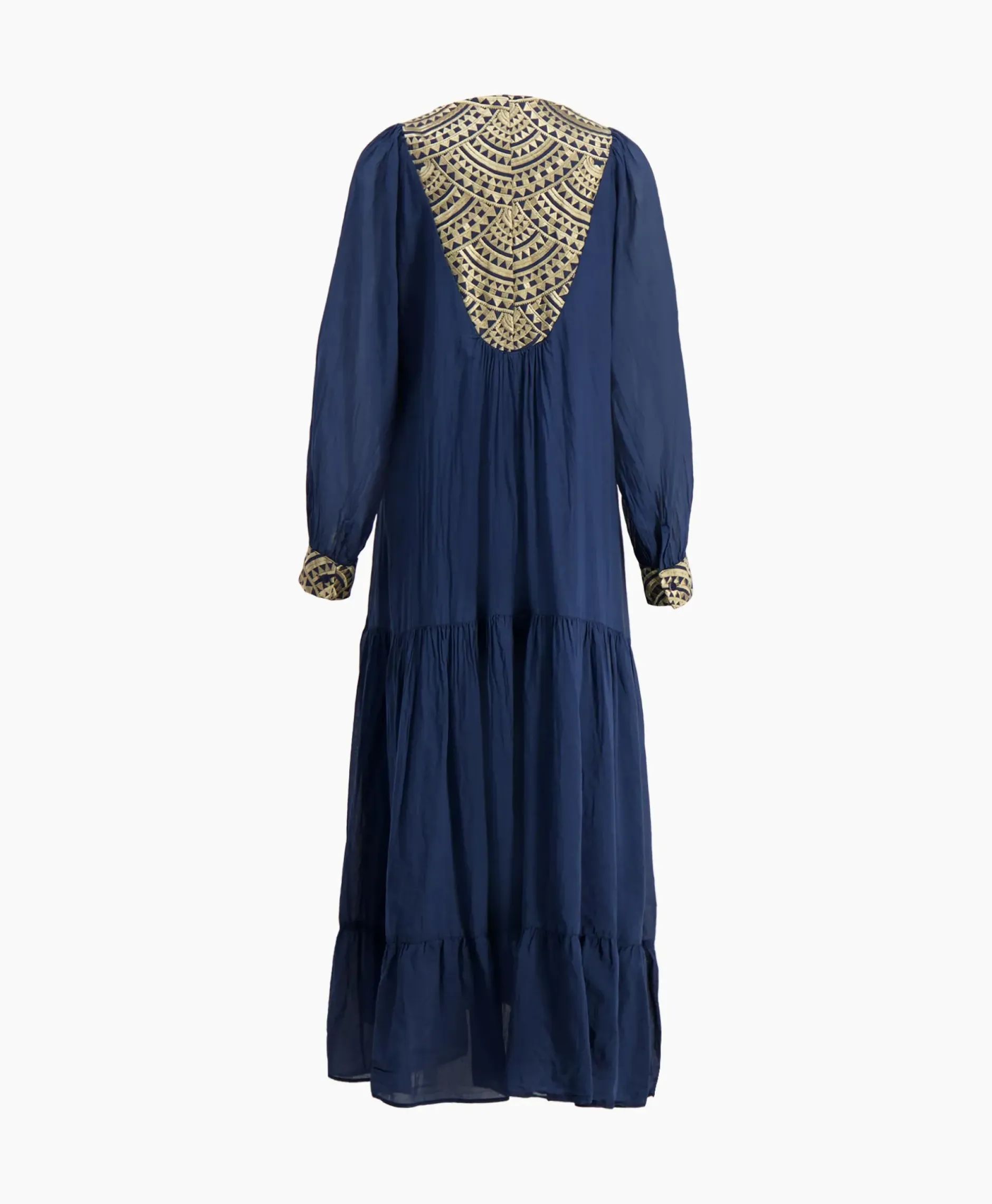 Maxi Jurk Long New All Over Cotton Donker Blauw^Greek Archaic Kori