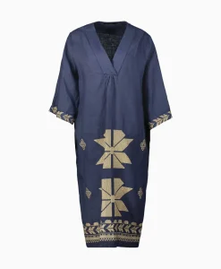 Midi Jurk Aeolis V-Neck Donker Blauw^Greek Archaic Kori Discount