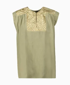 Top New All Over Sleeveless Buttons Goud^Greek Archaic Kori New