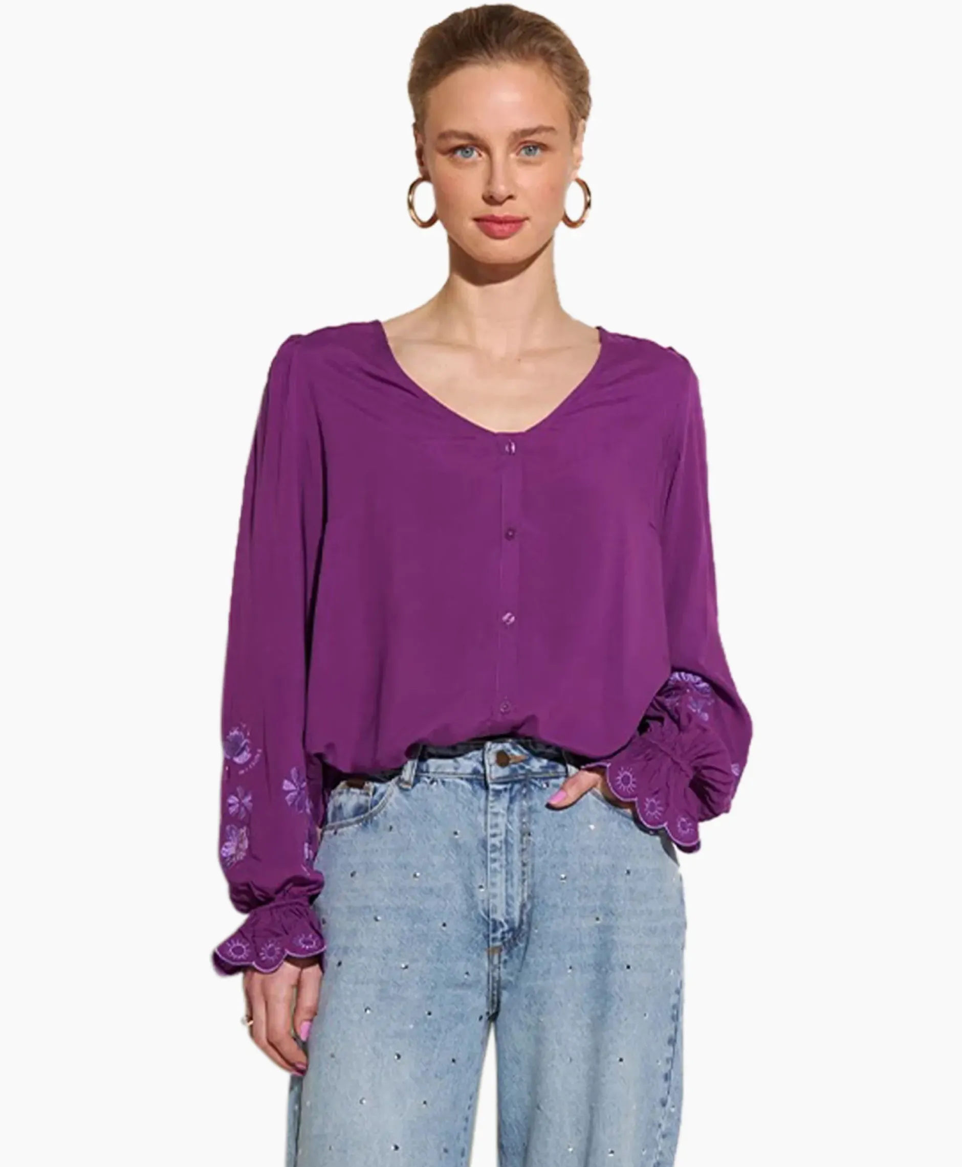 Harper & Yve Blouse Jamy-Ls Paars^Harper & Yve Clearance