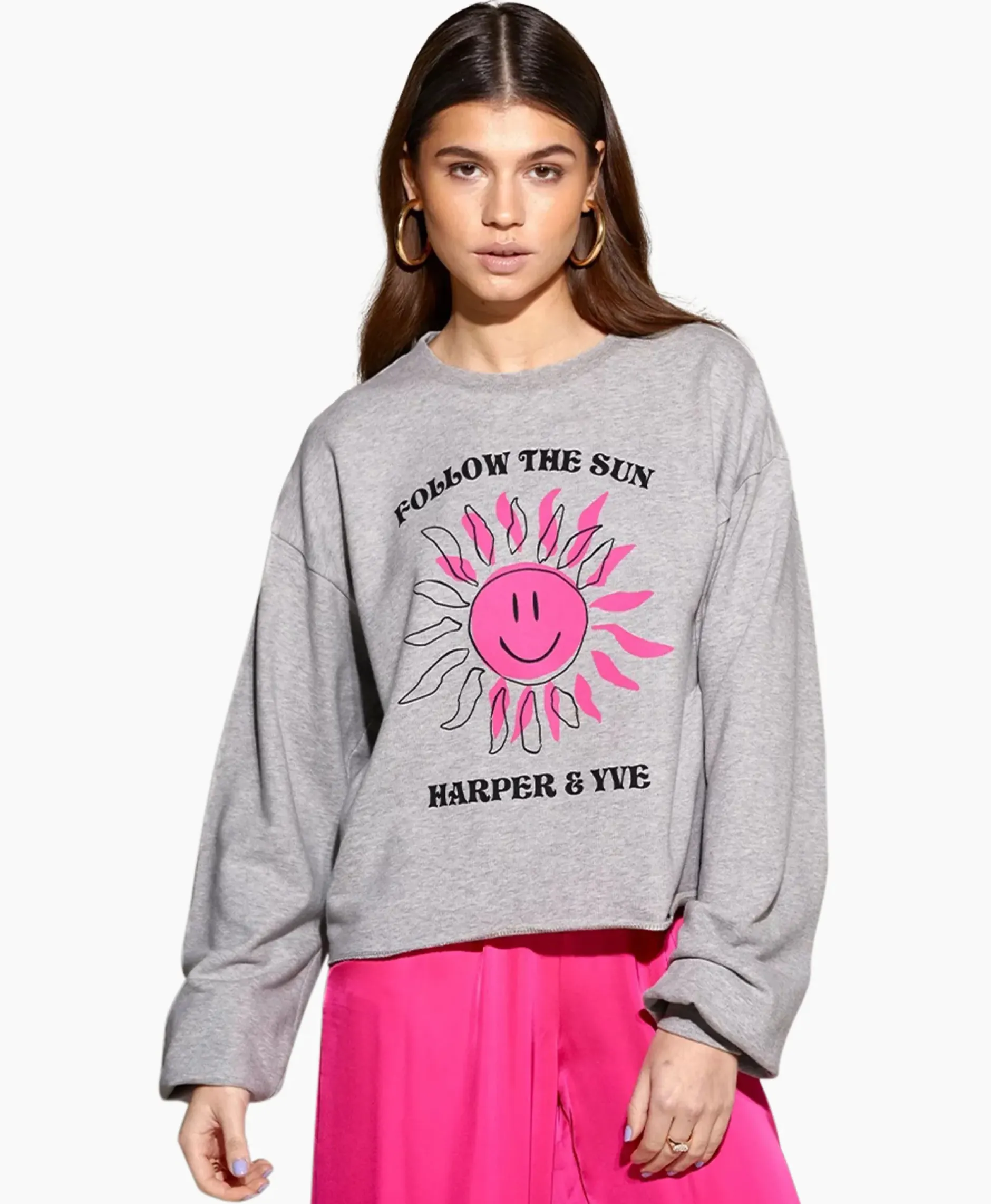 Harper & Yve Pullover Smiley-Sw Grijs^Harper & Yve Hot