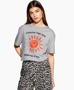 Harper & Yve T-Shirt Korte Mouw Smiley-Ss Grijs^Harper & Yve New