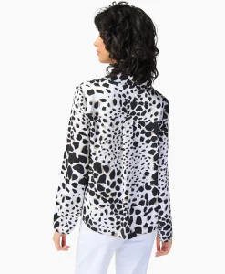 Blouse Lange Mouw Print Wikkel Zwart Dessin^Joseph Ribkoff Sale