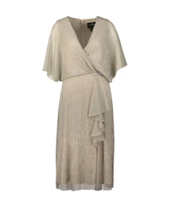 Midi Jurk Korte Mouwen Wikkel Champagne^Joseph Ribkoff Clearance