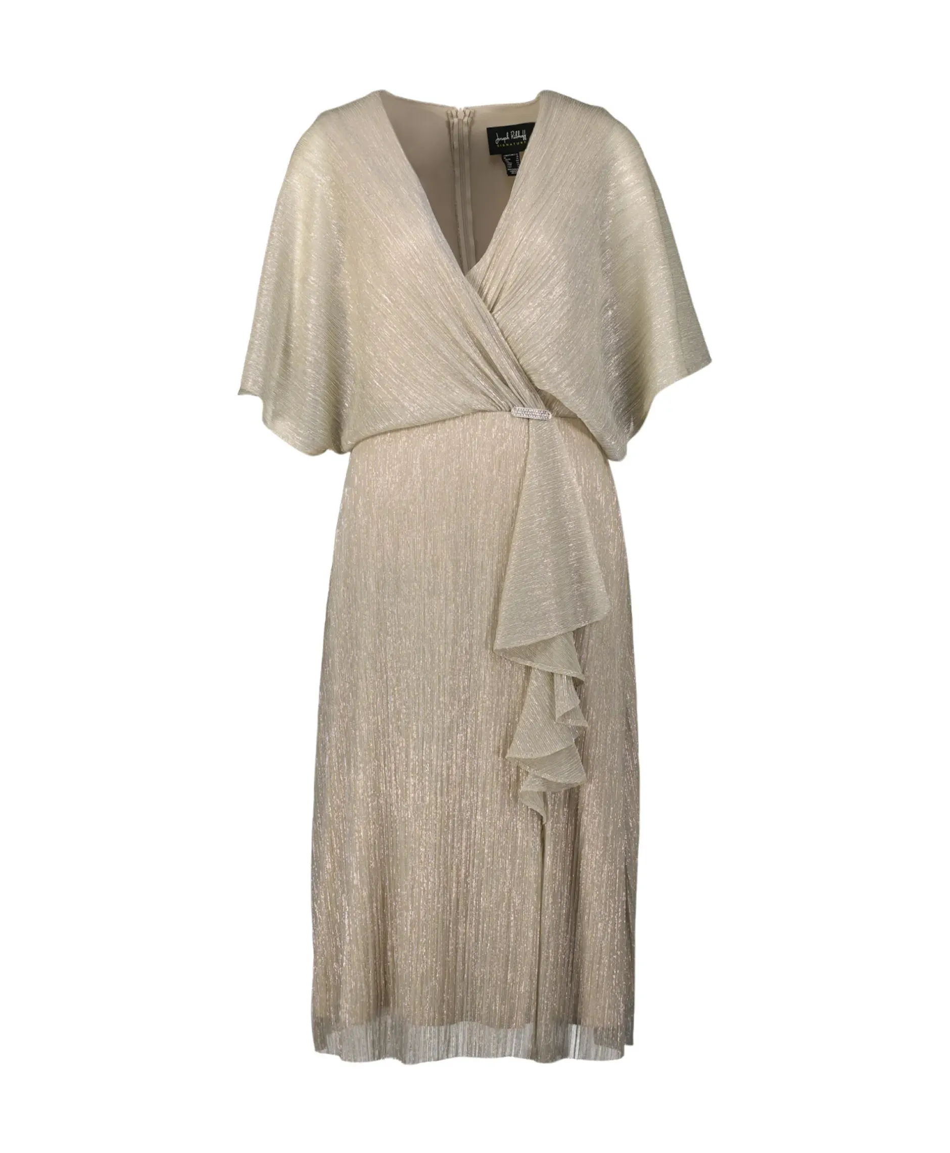 Midi Jurk Korte Mouwen Wikkel Champagne^Joseph Ribkoff Clearance