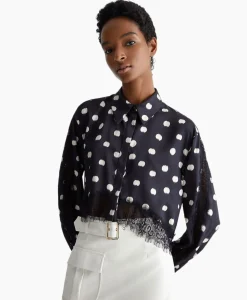 Blouse Escamicia C/Dettagali In Pizzo Zwart^Liu Jo Hot
