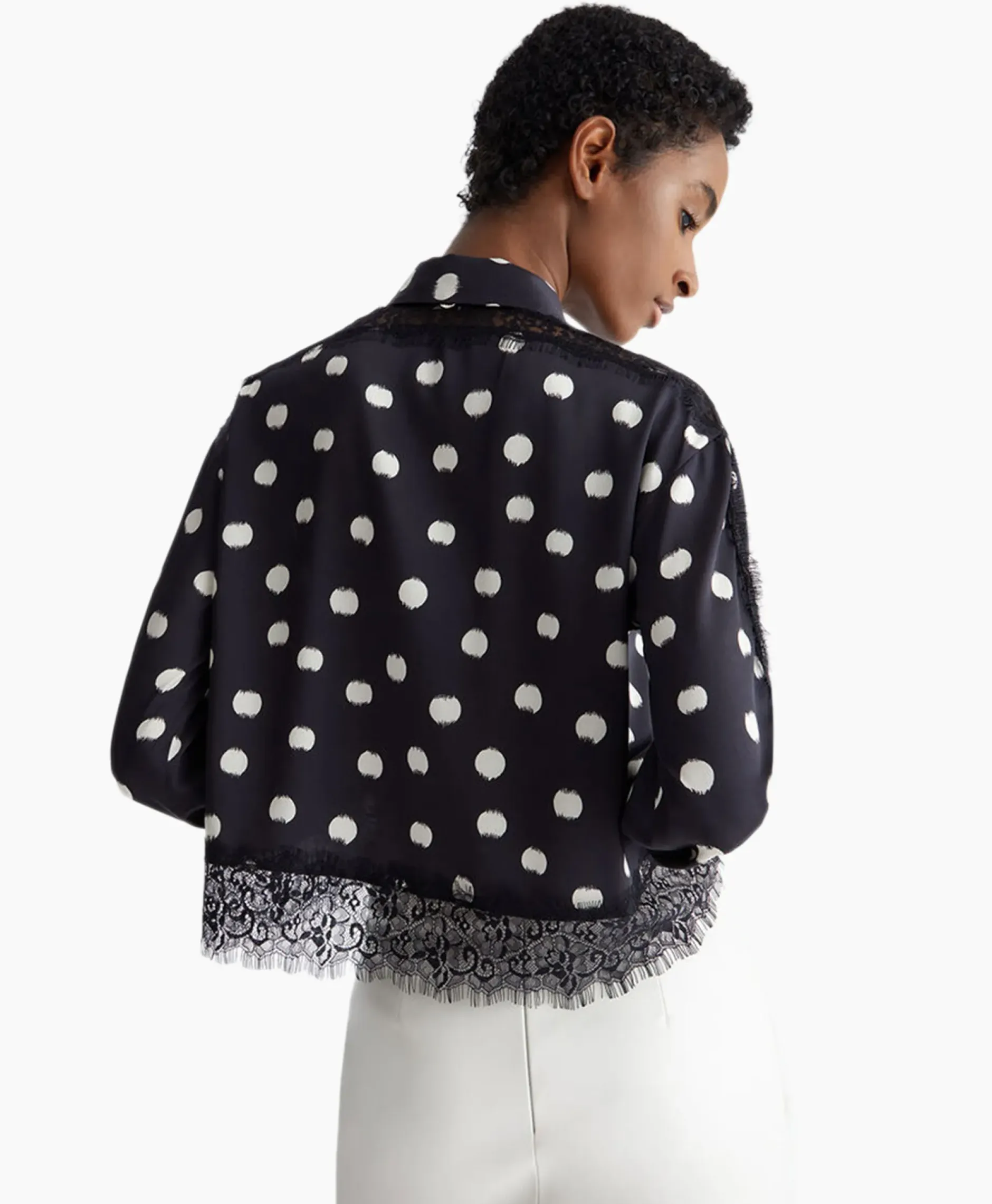 Blouse Escamicia C/Dettagali In Pizzo Zwart^Liu Jo Hot
