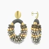 Oorbellen Ce Gb Combi Oval M Gold Stripes Groen^Lott. Gioielli Best