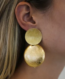 Oorbellen Cw Earring Round Disc Xl Goud^Lott. Gioielli