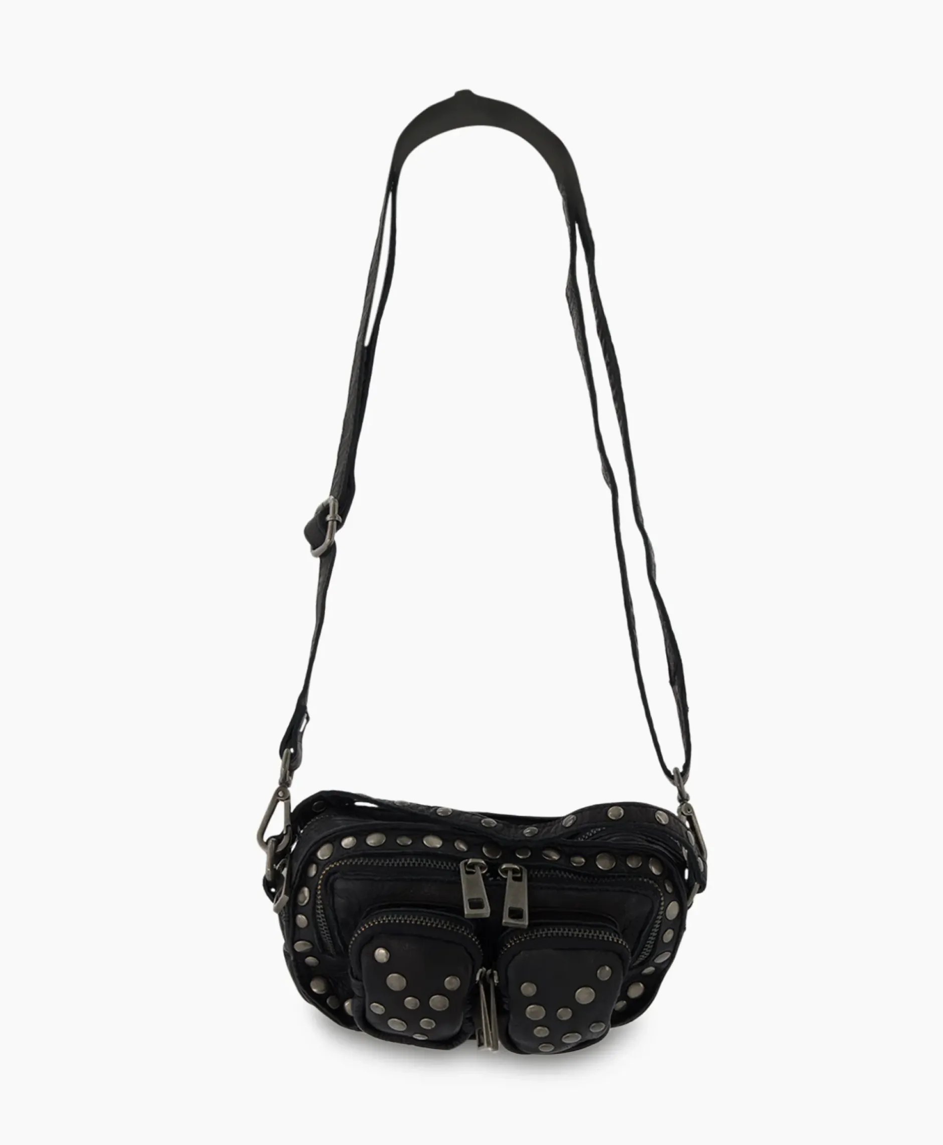 Crossbody Tas Helena Rivet Washed Black Zwart^Nunoo Bags New