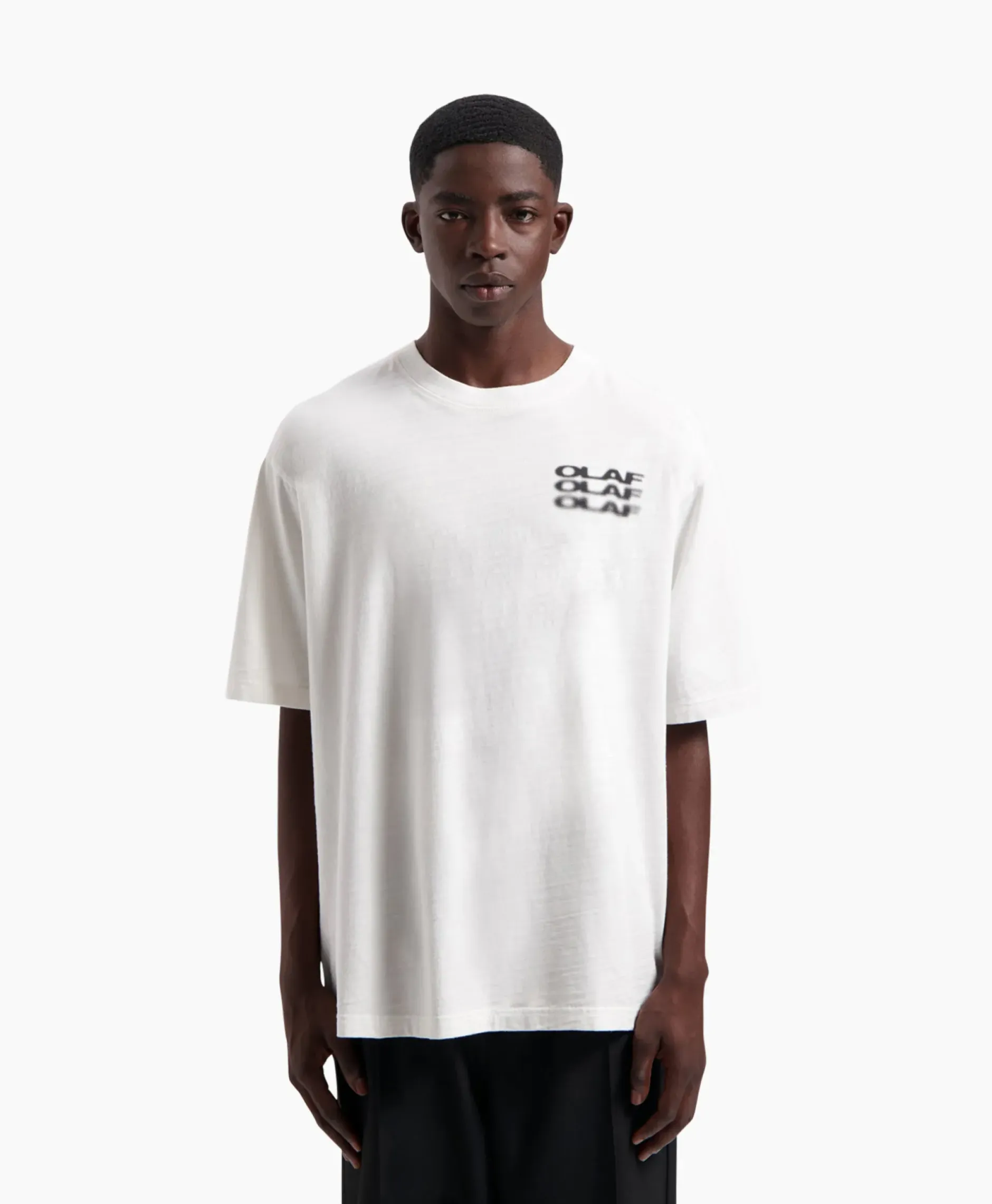 T-Shirt Blur Logo Wit^Olaf Hussein Best