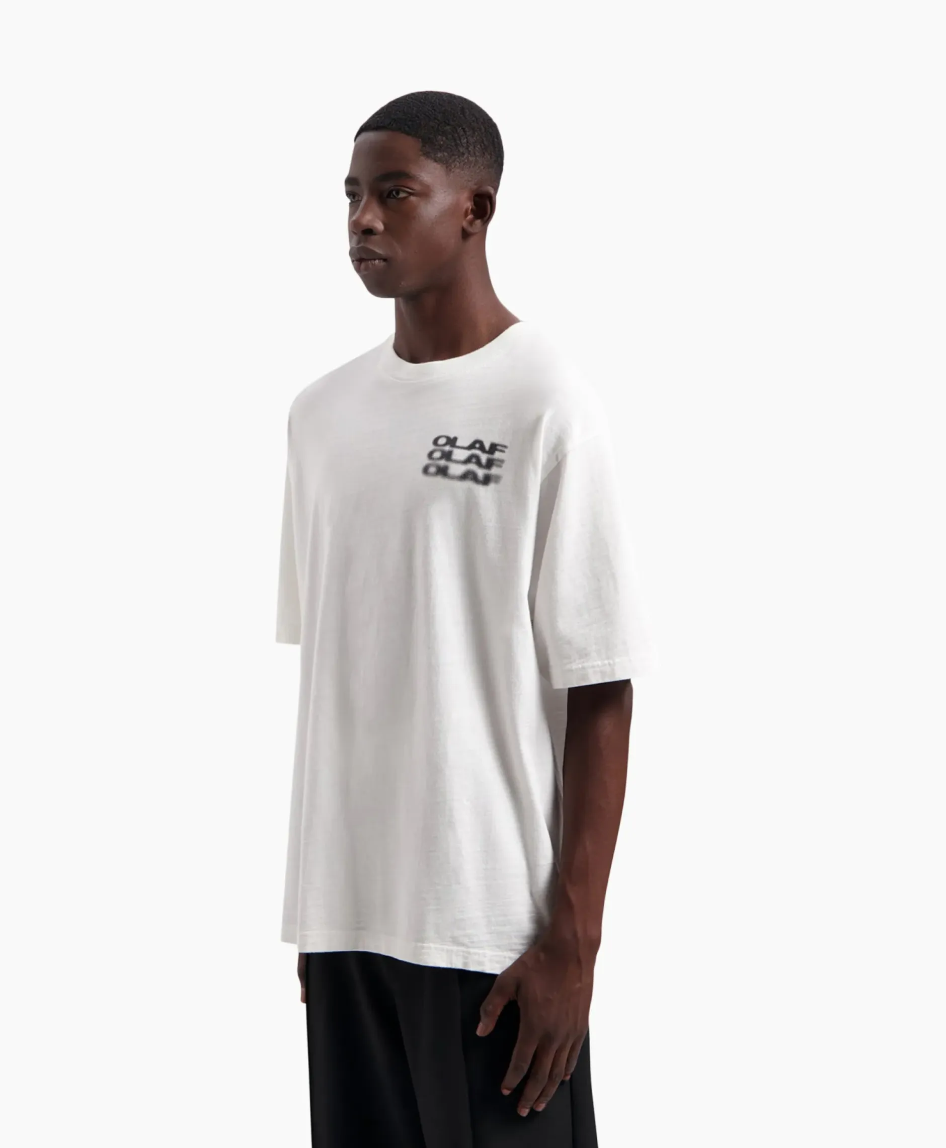 T-Shirt Blur Logo Wit^Olaf Hussein Best