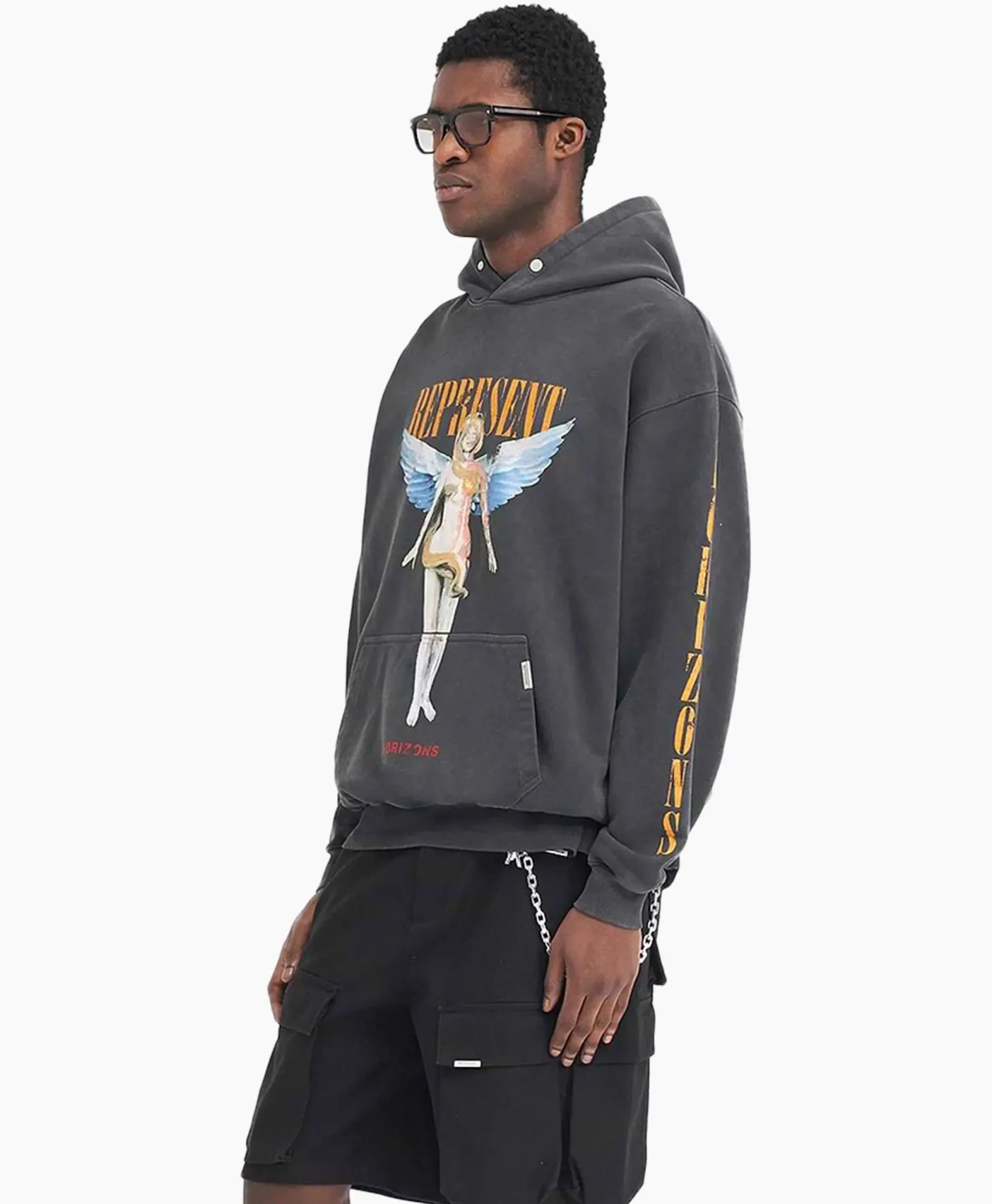 Hoodie Reborn Zwart^Represent