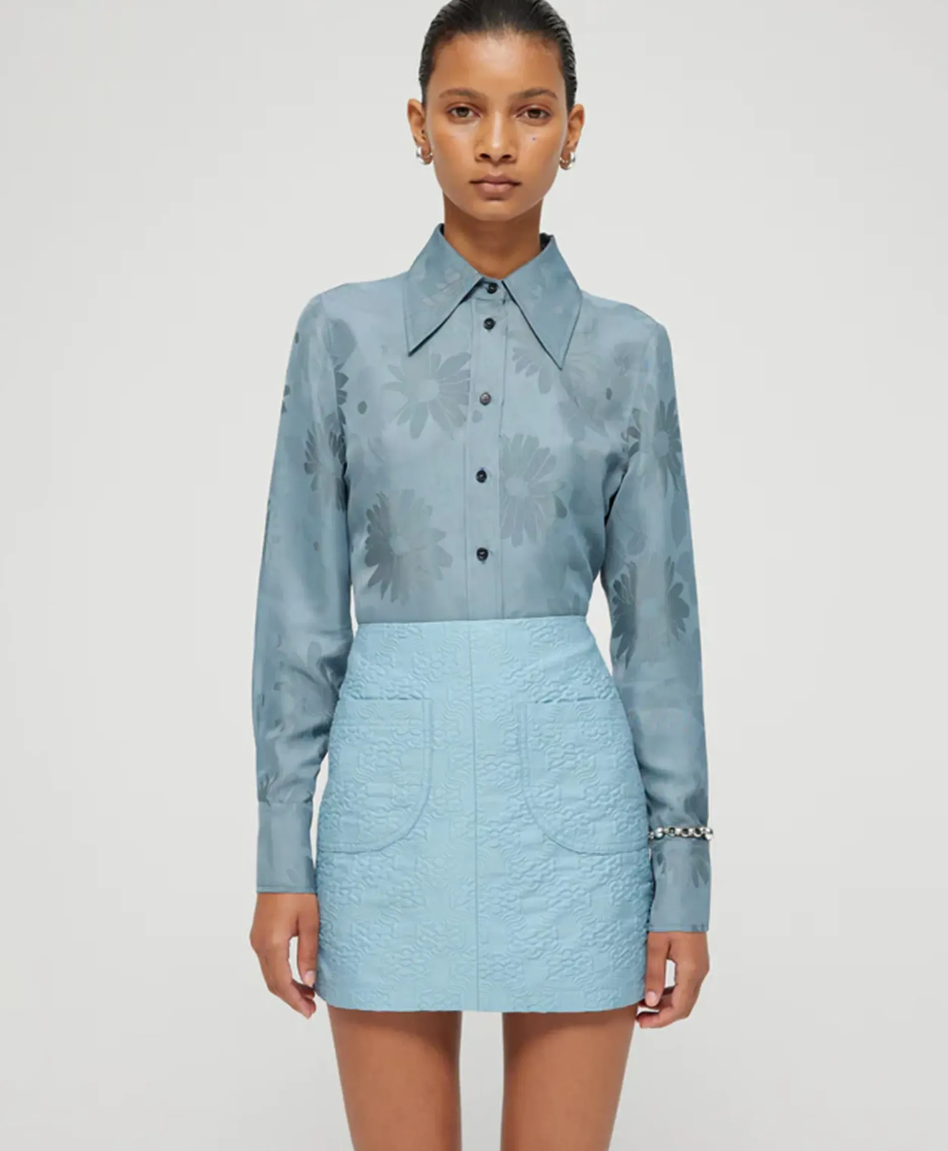 Rohe Minirok Short Jacquard Skirt Blauw^Róhe Sale