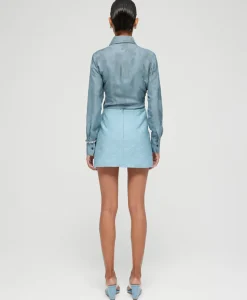 Rohe Minirok Short Jacquard Skirt Blauw^Róhe Sale